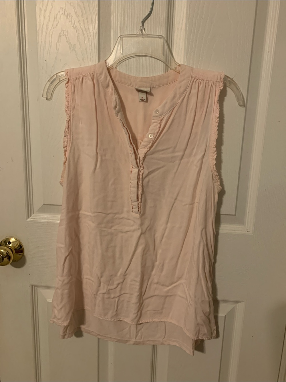 Merona Light Pink Sleeveless Ruffle Henley Top  -  size M